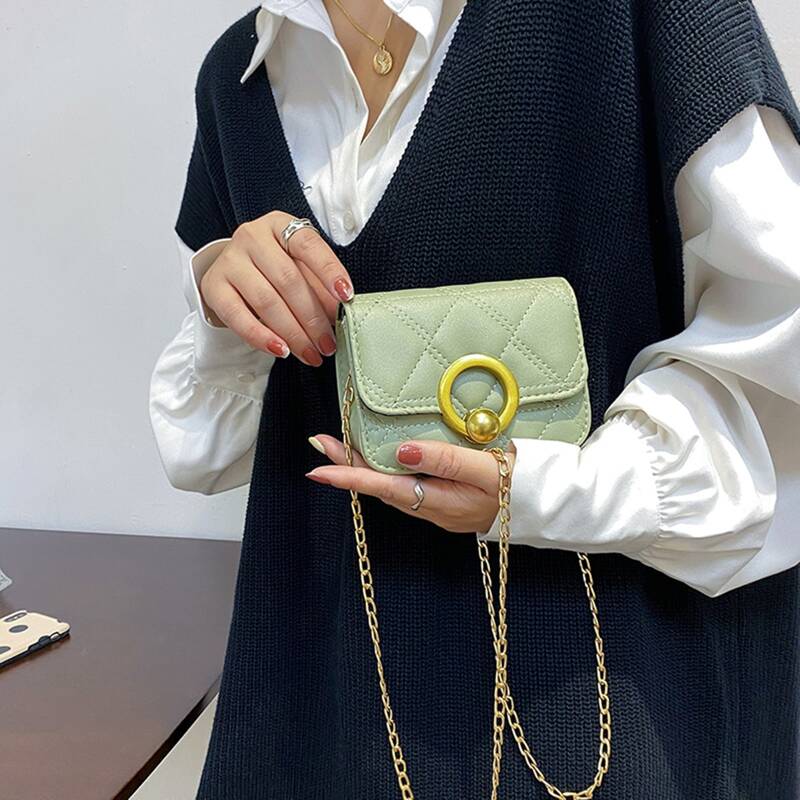 

Quilted Flap Crossbody Bag, Green
