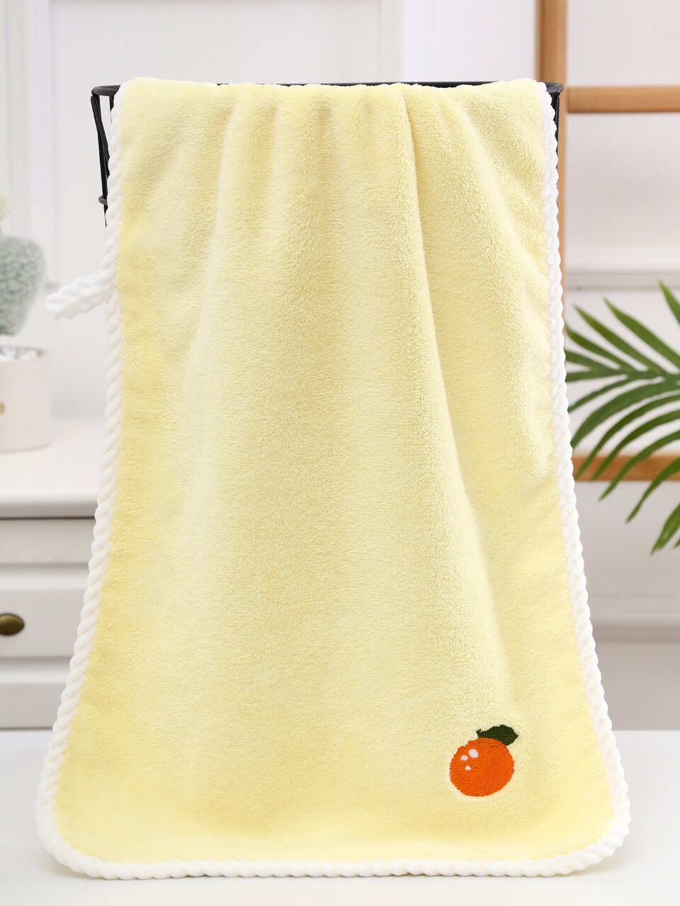1pc Fruit Embroidered Ultra-fine Fiber Bath Towel Or Hand Towel