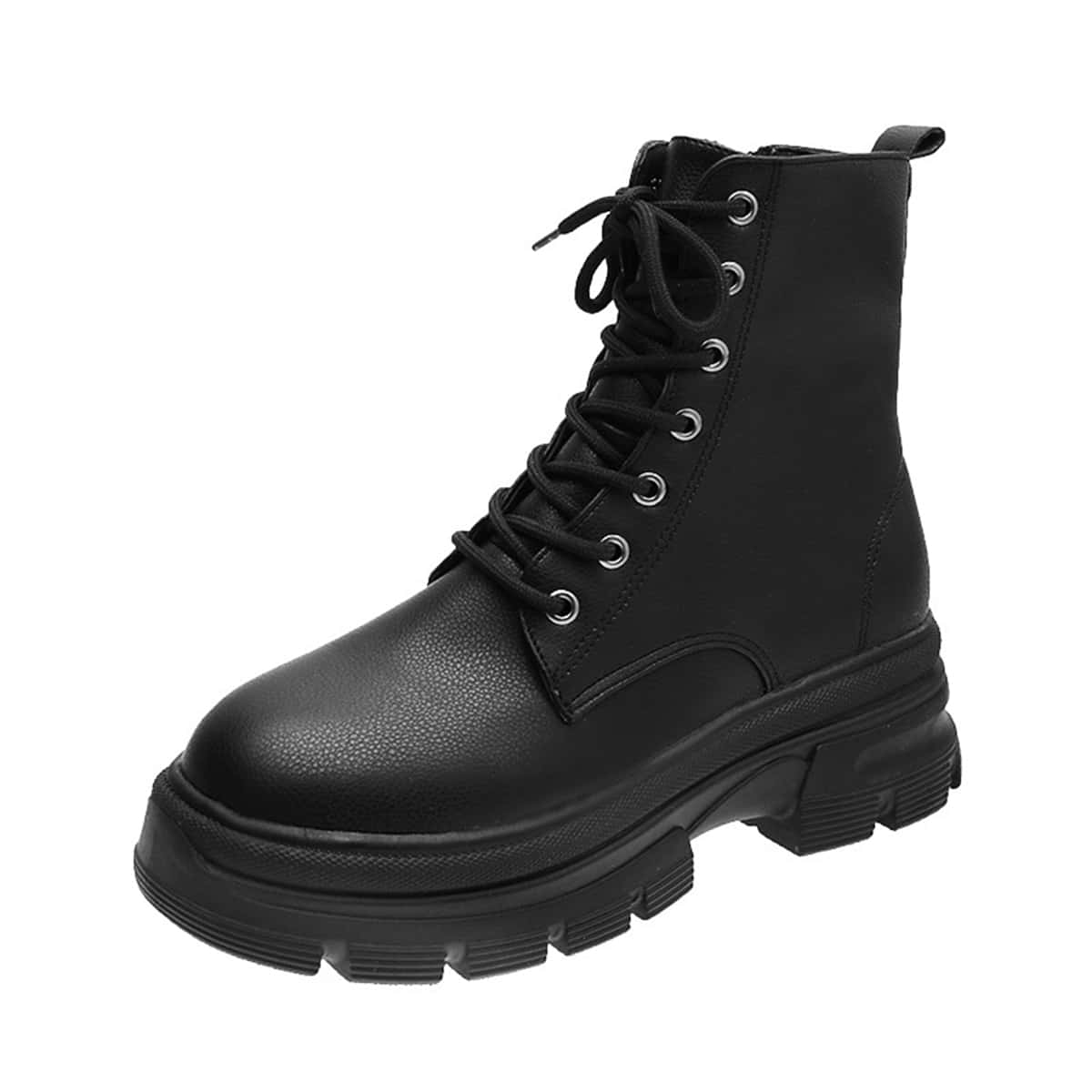 

Side Zipper Combat Boots, Black