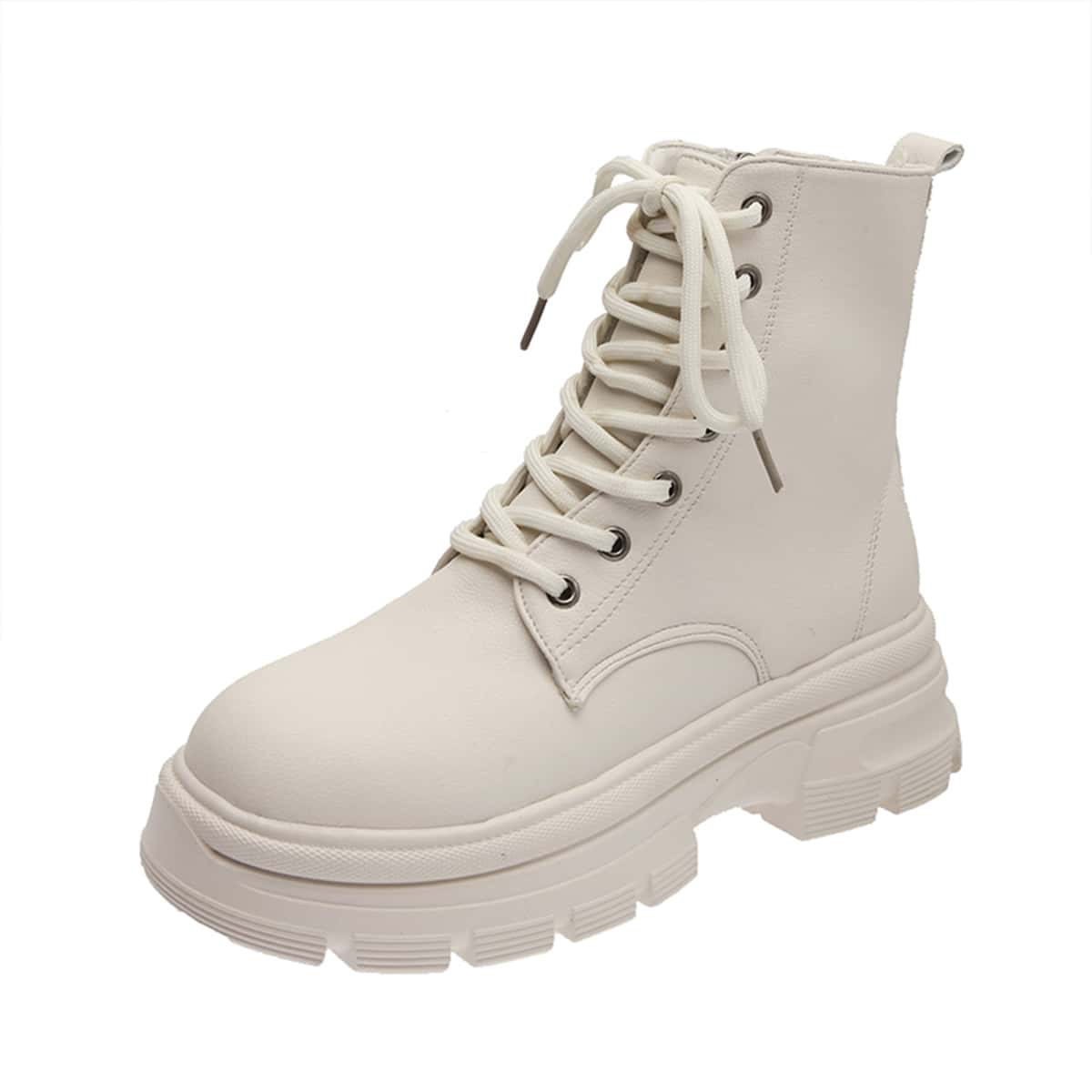 

Lace Up Front Combat Boots, Beige