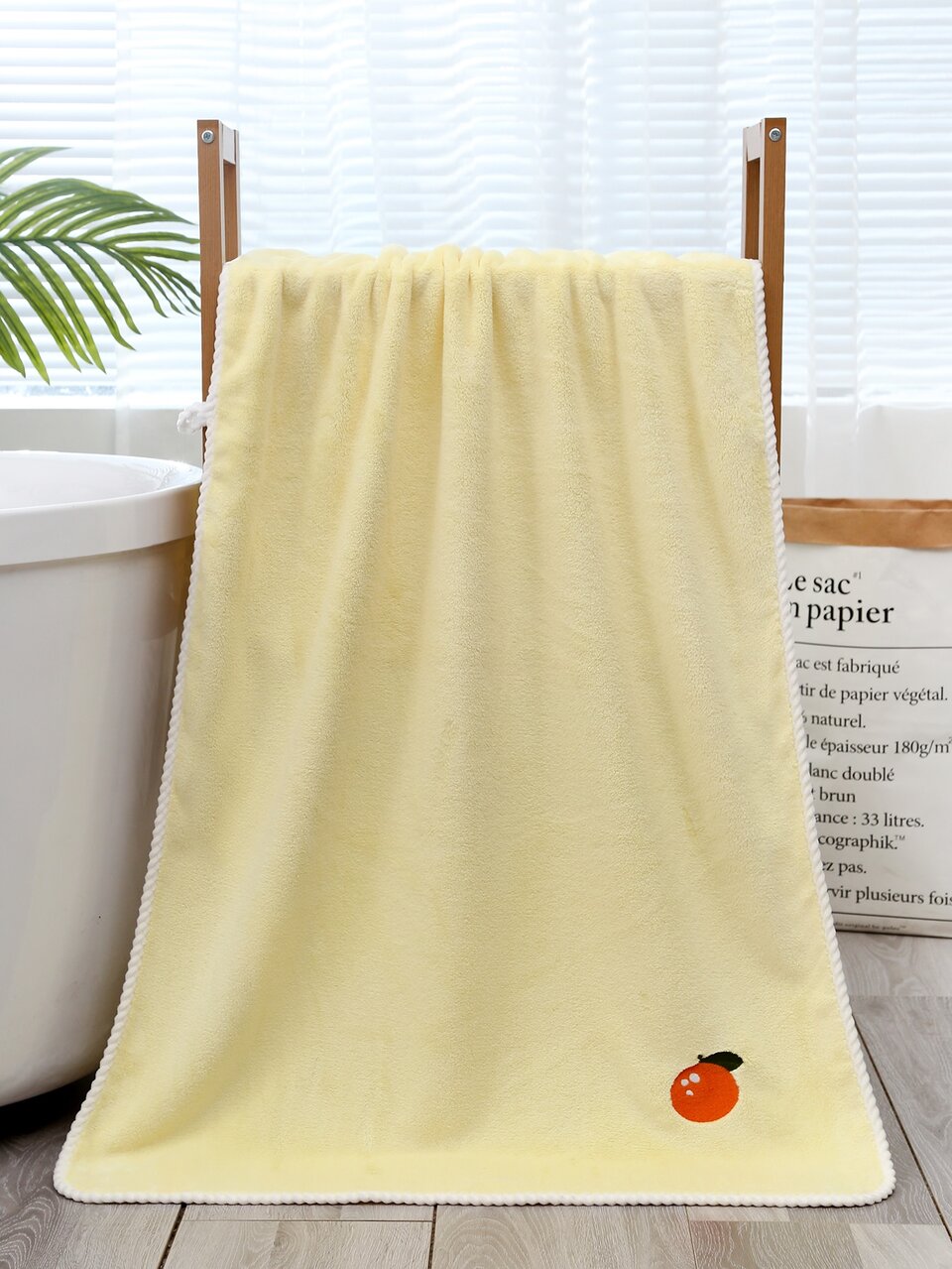 1pc Fruit Embroidered Ultra-fine Fiber Bath Towel Or Hand Towel