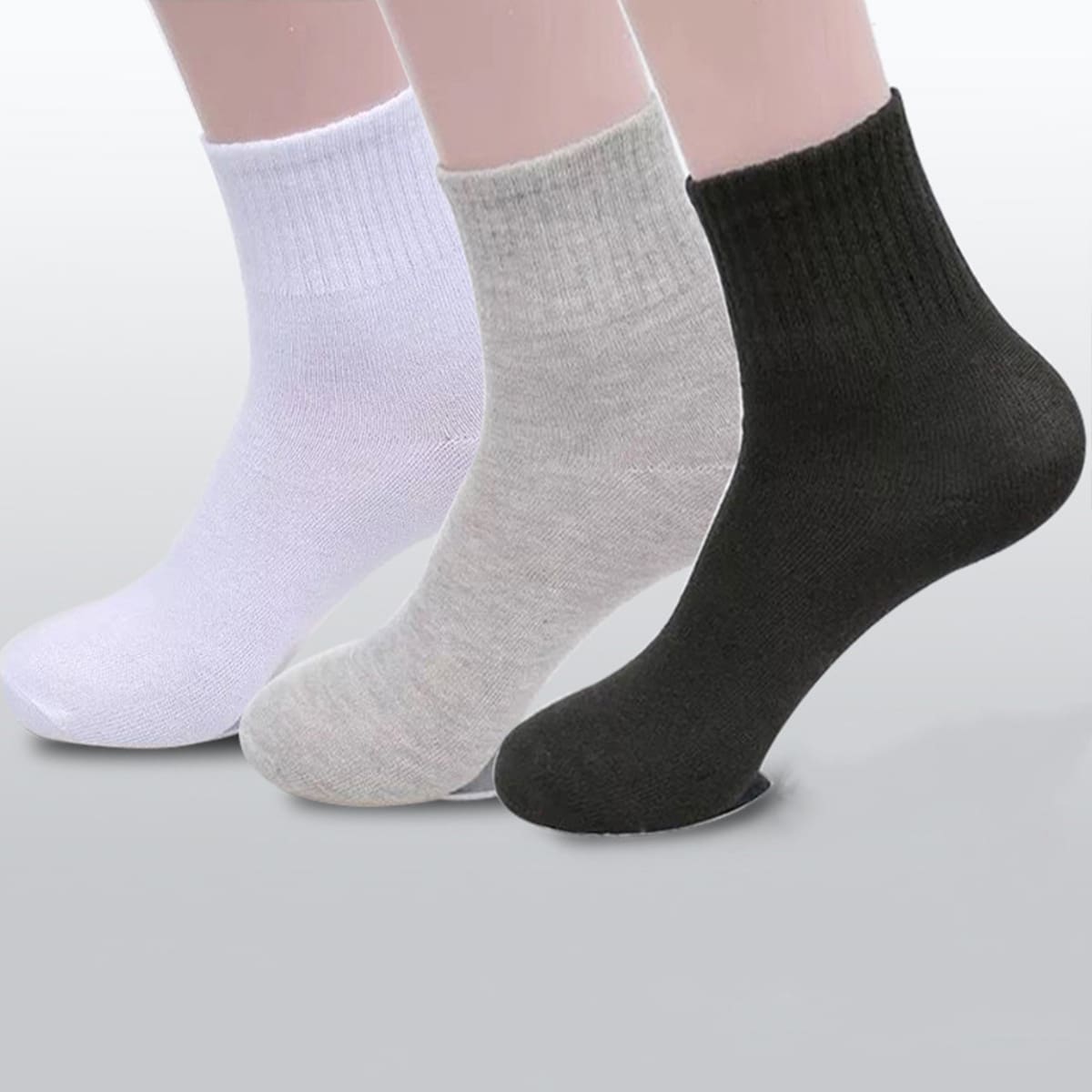 

3pairs Solid Crew Socks, Multicolor