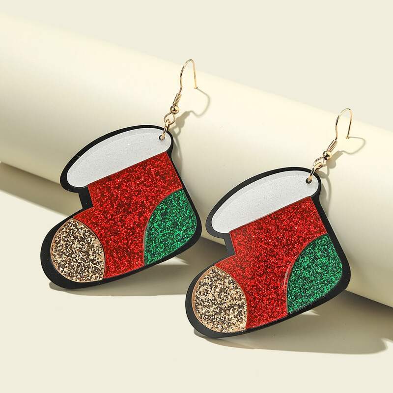 

Christmas Socks Drop Earrings, Multicolor