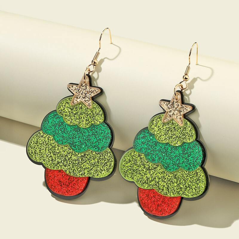 

Christmas Tree Drop Earrings, Multicolor