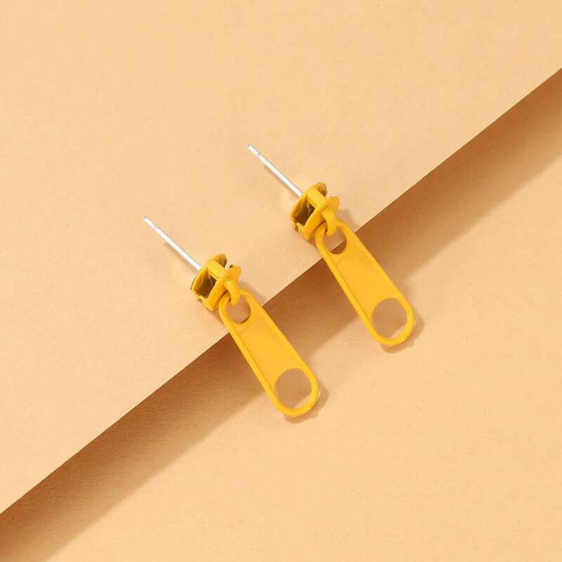 

Zip Decor Earrings, Yellow