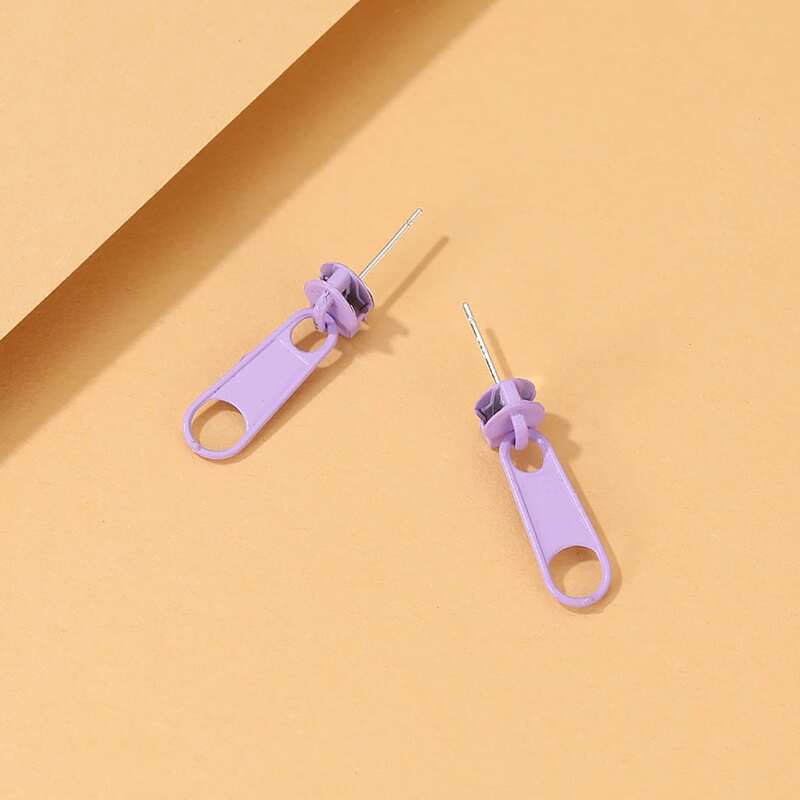 

Zip Decor Earrings, Purple