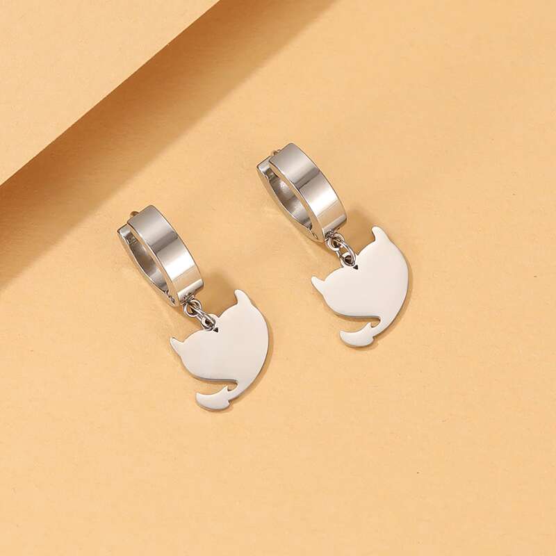 

Heart Drop Earrings, Silver
