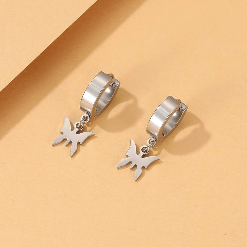 

Butterfly Drop Earrings, Silver