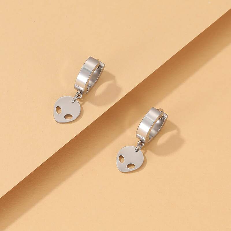 

Alien Drop Earrings, Silver