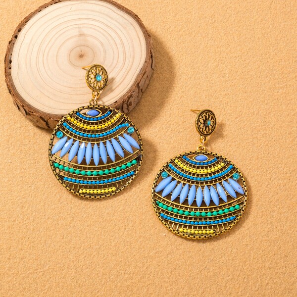 

Hollow Out Round Drop Earrings, Multicolor