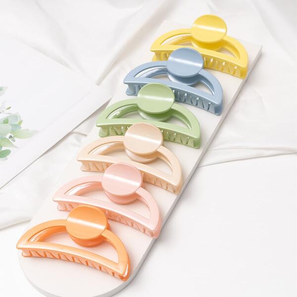 

6pcs Solid Hair Claw, Multicolor