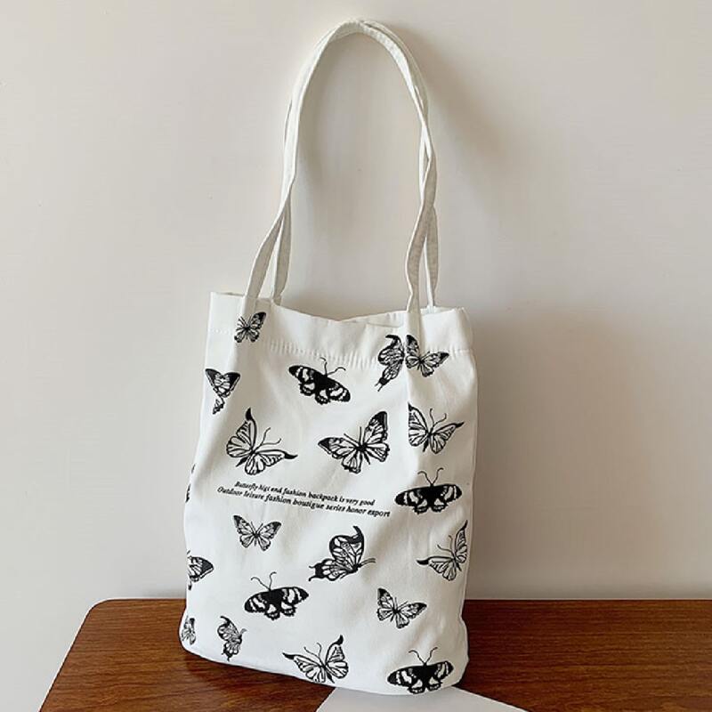

Butterfly Graphic Tote Bag, White