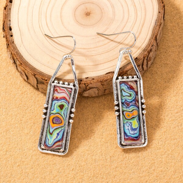 

Geometric Drop Earrings, Antique silver