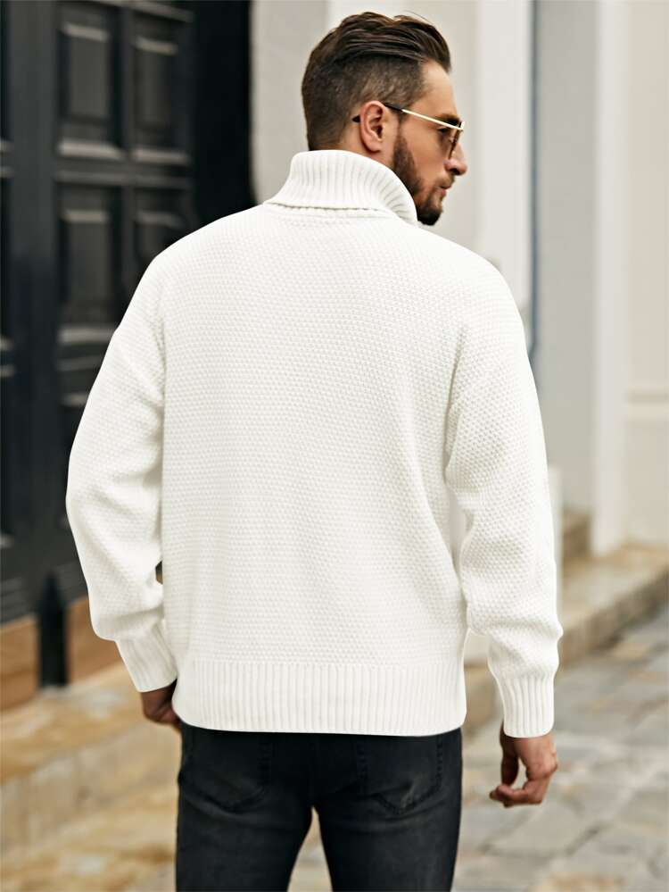 Men Turtleneck Cable Knit Sweater