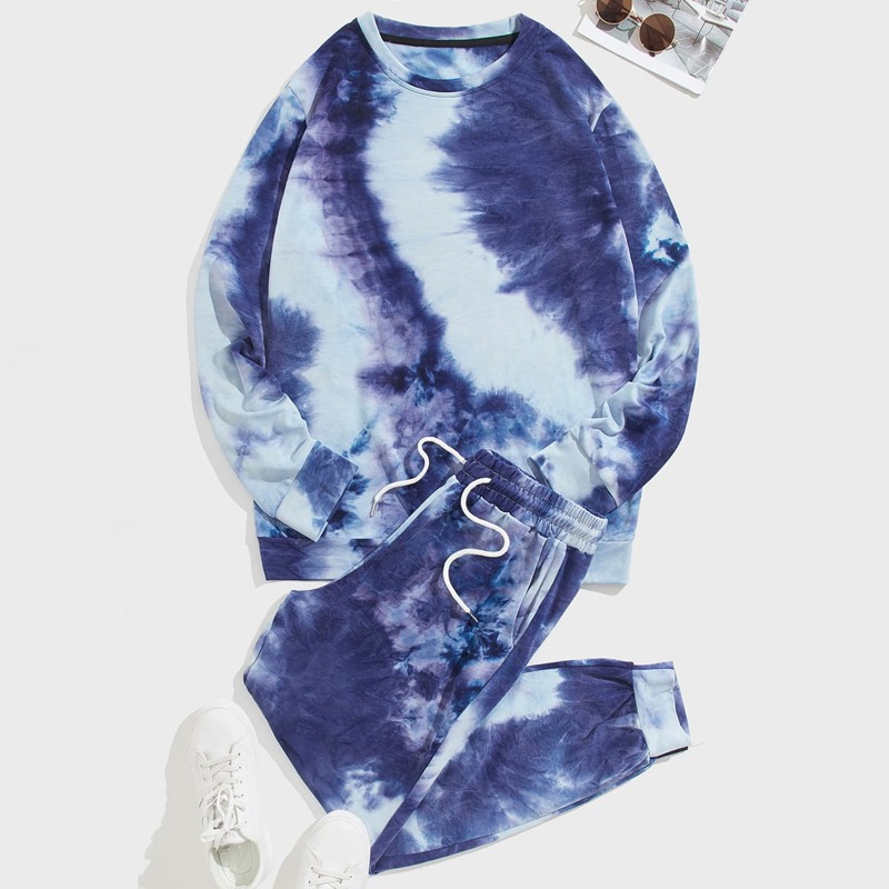 

Guys Tie Dye Sweatshirt & Drawstring Sweatpants, Multicolor