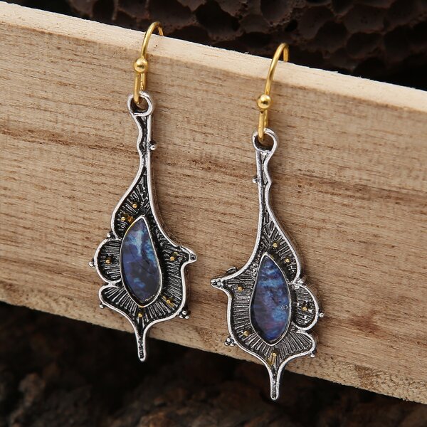

Textured Metal Drop Earrings, Antique silver
