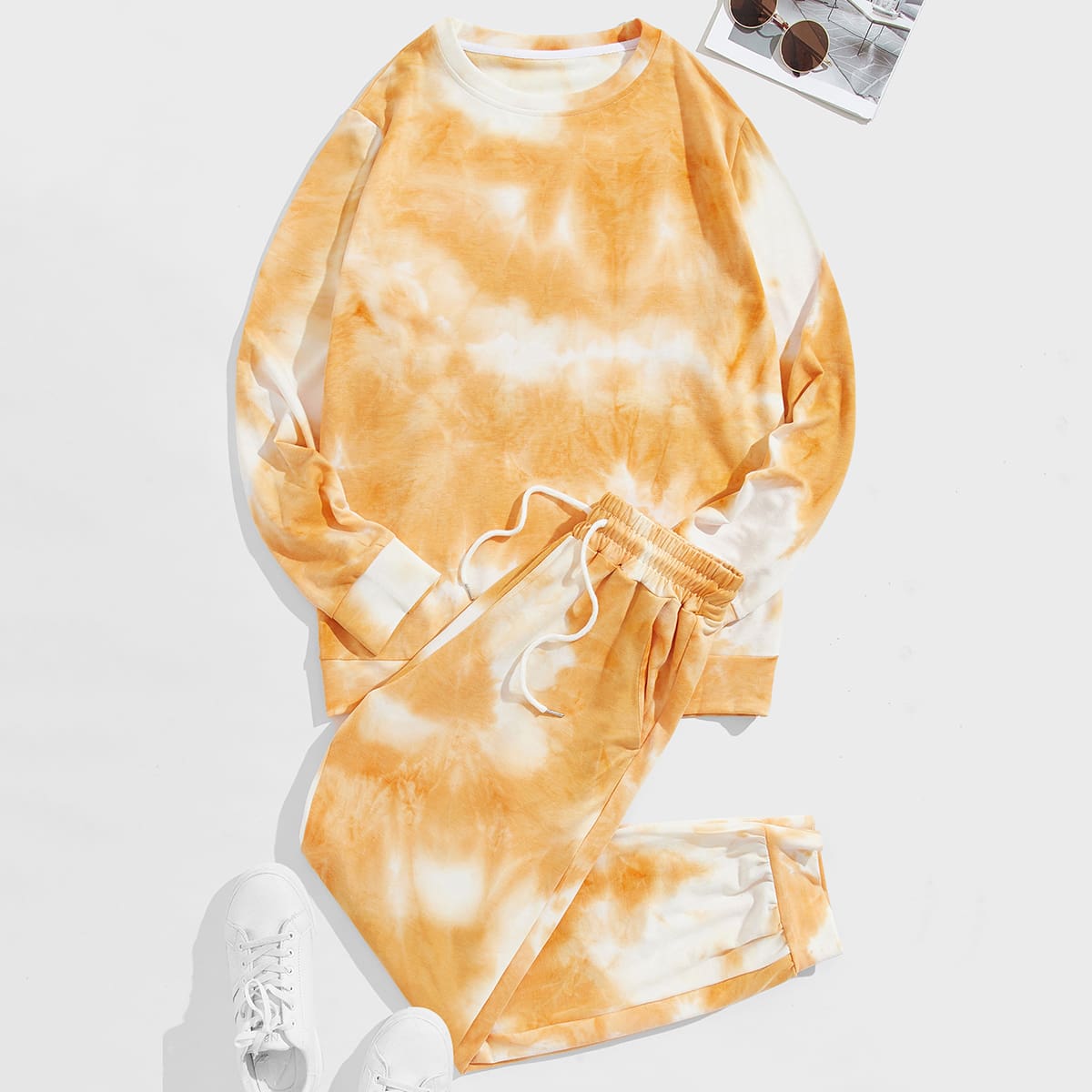 

Guys Tie Dye Sweatshirt & Sweatpants, Orange