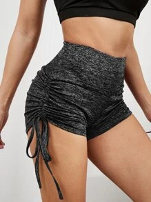 Easithlete Space Dye Scrunch Butt Drawstring Side Sports Shorts Drawstring Shorts