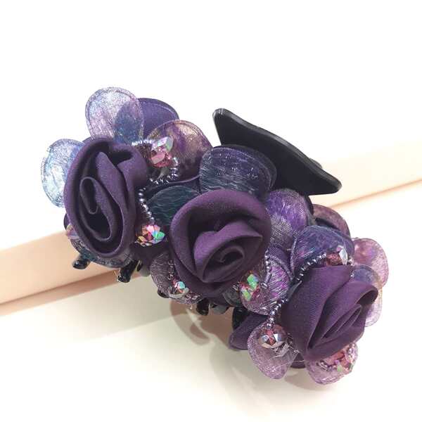 

Flower Decor Hair Claw, Purple