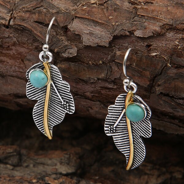 

Leaf Drop Earrings, Antique silver