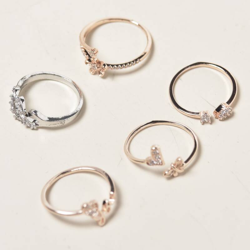 

5pcs Rhinestone Decor Ring, Multicolor