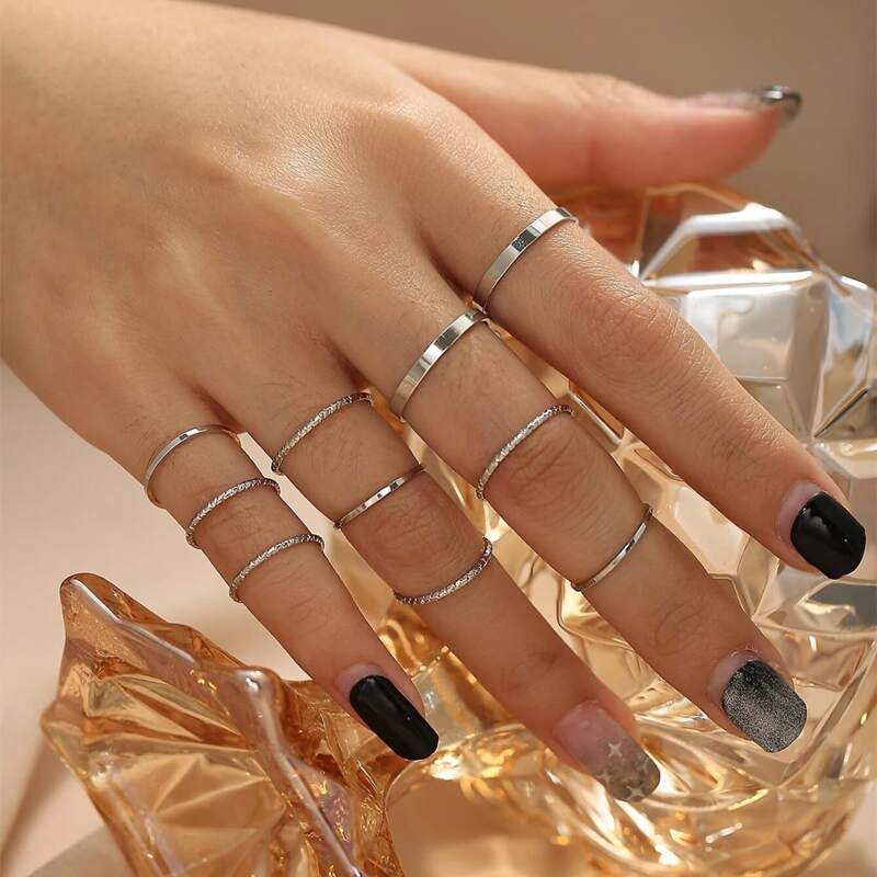 

10pcs Minimalist Ring, Silver