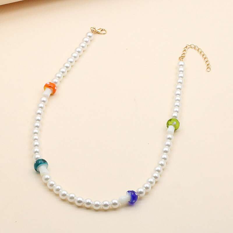 

Mushroom Decor Beaded Necklace, Multicolor