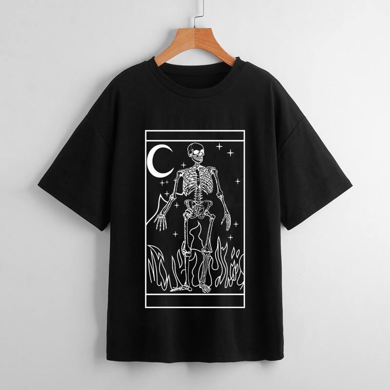 

Skeleton Print Tee, Black