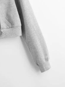 SHEIN EZwear Zip Up Drawstring Hoodie In Fall/Winter - Light Grey - View 3