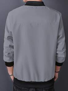 Manfinity Áo khoác Nam Túi Dây kéo màu trơn Giải trí - Xám - Xem 2