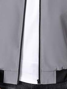 Manfinity Áo khoác Nam Túi Dây kéo màu trơn Giải trí - Xám - Xem 3