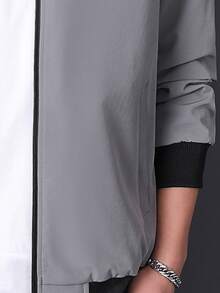 Manfinity Áo khoác Nam Túi Dây kéo màu trơn Giải trí - Xám - Xem 4