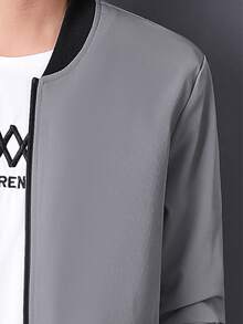 Manfinity Áo khoác Nam Túi Dây kéo màu trơn Giải trí - Xám - Xem 5