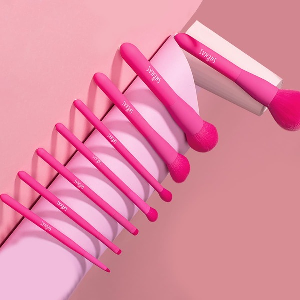 

8pcs Makeup Brush Set, Hot pink