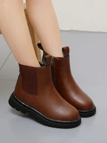 女孩極簡風格切爾西靴 - 棕色 - 查看 1