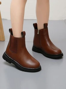 女孩極簡風格切爾西靴 - 棕色 - 查看 2