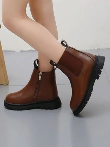 女孩極簡風格切爾西靴 - 棕色 - 查看 3