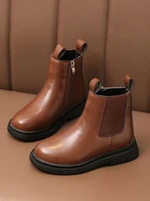 女孩極簡風格切爾西靴 - 棕色 - 查看 4