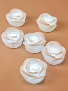 6 piezas de flores de rosa iluminadas con LED, rosas decorativas de ambiente. Decoración de proposición, decoración de hogar, decoración de mesa, decoración de habitación, decoración de fiestas. - Blanco - Ver 4
