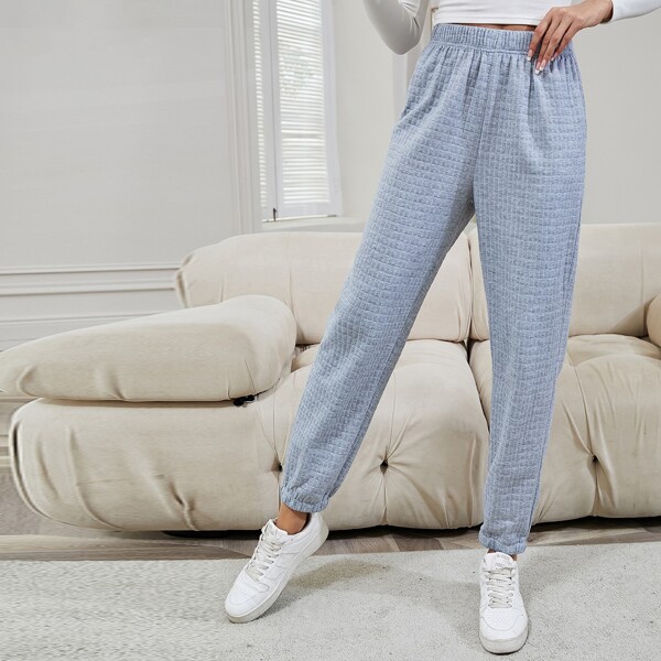 

Elastic Waist Solid Sweatpants, Grey