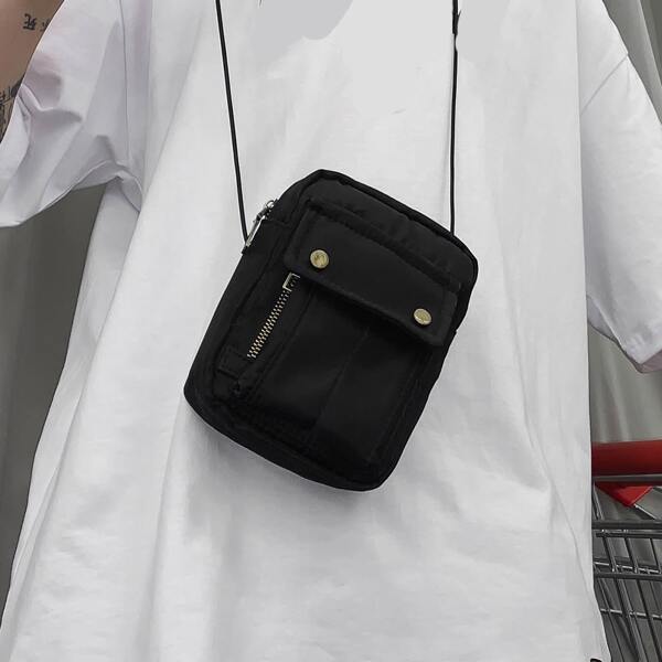 

Men Minimalist Crossbody Bag, Black