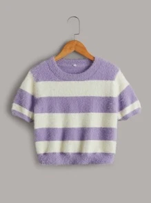 Girls Colourblock Fluffy Knit Jumper - Multicolor - View 1