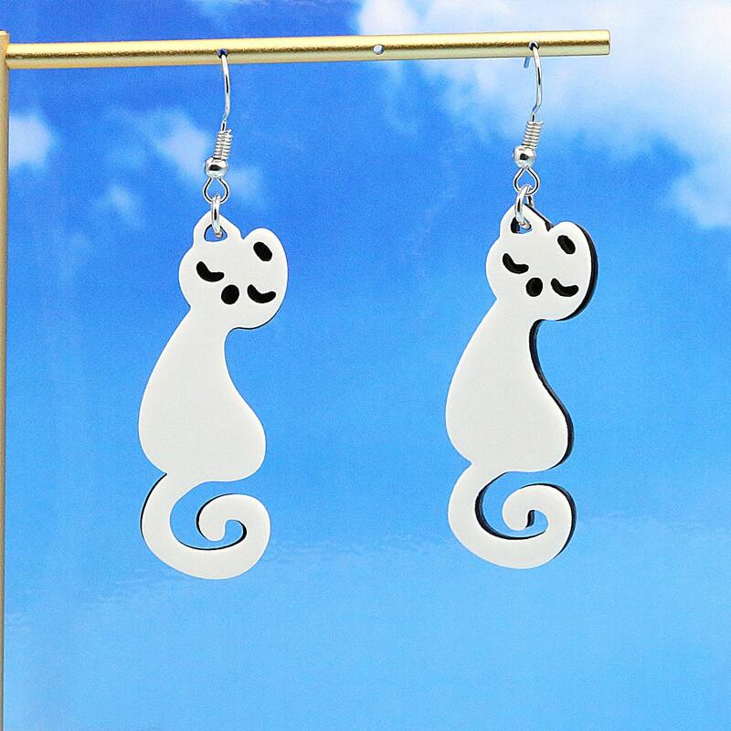 

Cat Drop Earrings, White