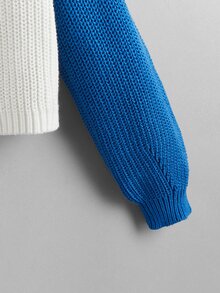 Áo len bé gái Nút phía trước Khối Màu Sọc Giải trí - trắng - Xem 3