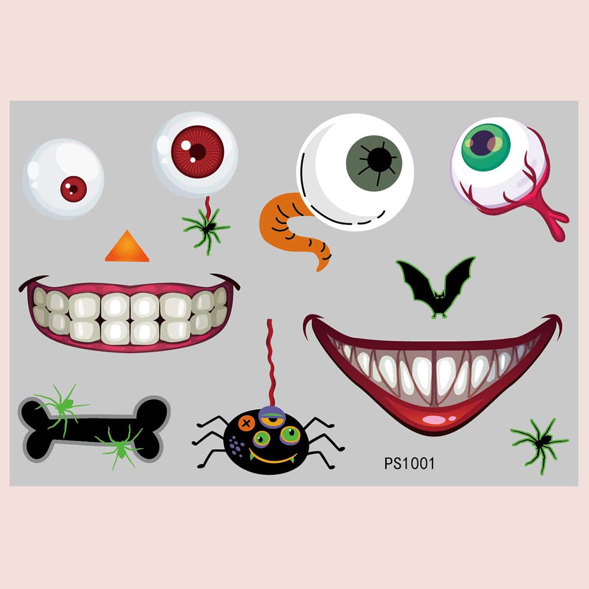

1sheet Halloween Cartoon Graphic Tattoo Sticker, Multicolor