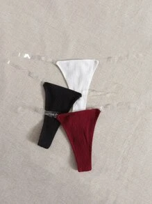 3条装纯色性感丁字裤 - 彩色 - 查看 3