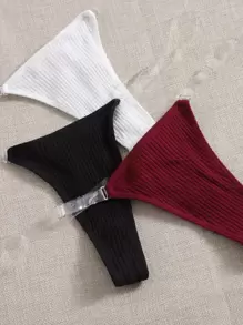 3条装纯色性感丁字裤 - 彩色 - 查看 5