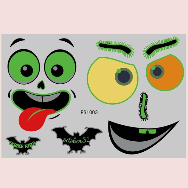 

1sheet Halloween Cartoon Graphic Tattoo Sticker, Multicolor