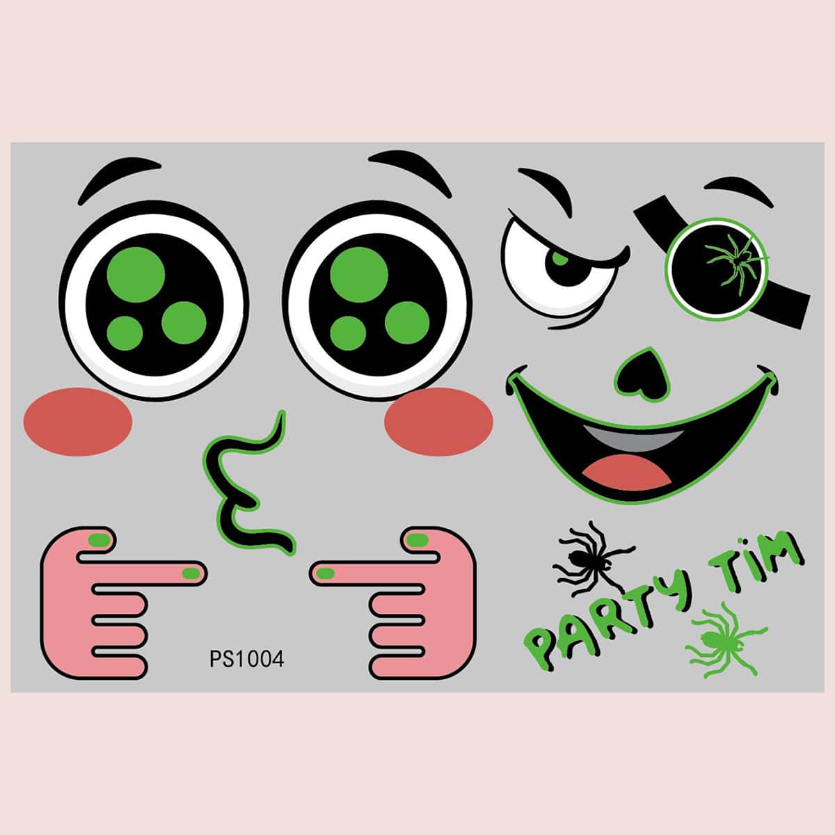 

1sheet Halloween Cartoon Graphic Tattoo Sticker, Multicolor