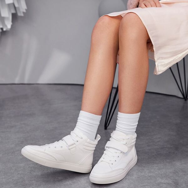 

High Top Velcro Strap Skate Shoes, White